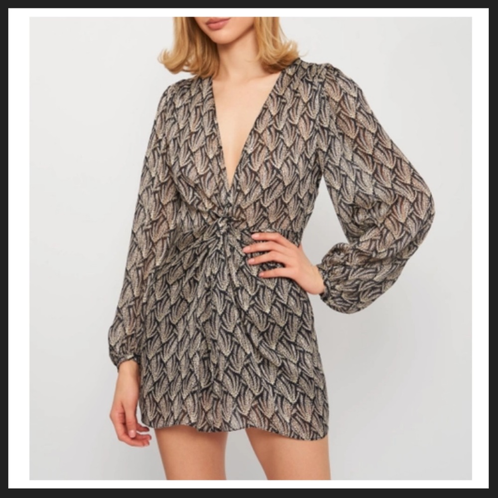 Zara Woman Gray/Black Knotted Metallic Thread Mini Dress
Draped